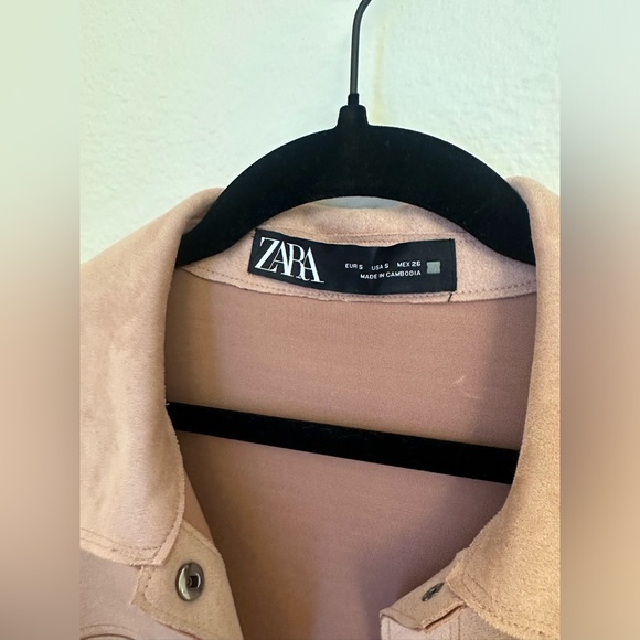 Zara Suede Cropped Lightweight Pink Jacket Size Small Oversized Fall - Picture 4 of 8